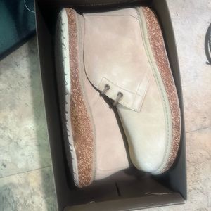 $300 New Birkenstock chukka boots in desert suede.